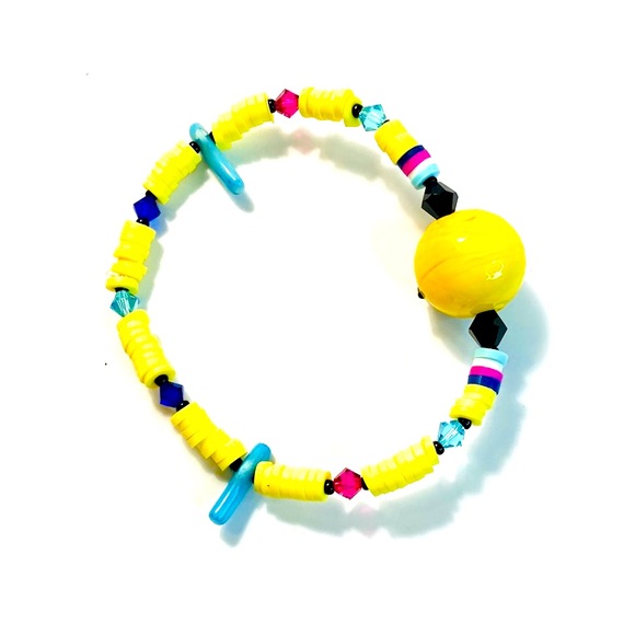Have A Nice Day Stretch Smiley Bracelet Hand Crafted by McGlamorous Out of Stock - Picture 3 of 4